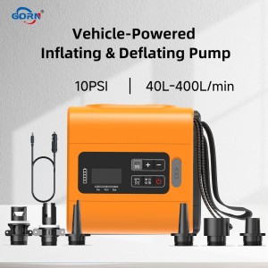 GR-311 12V DC Air Pump For Inflatables, Electric Pump for Air Beds, Air Mattress, 10 PSI,400 L/min, With 6 Nozzles, Fast Inflate And Deflate