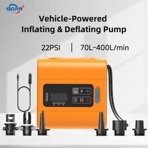 GR-311P Electric SUP Pump, 12V DC Air Pump For Inflatables, 22 PSI, 400 L/min, With 6 Nozzles, Fast Inflate And Deflate For Air Mattresses, Pool Floats And Inflatable Tents