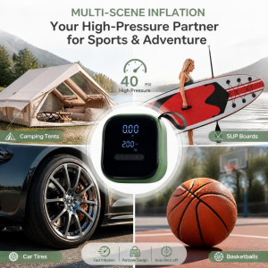 GR-138 High Pressure Air Pump,40 PSI, Portable Electric Inflation Deflation, For Air Matress SUP Board Raft Boat Tires Basketball